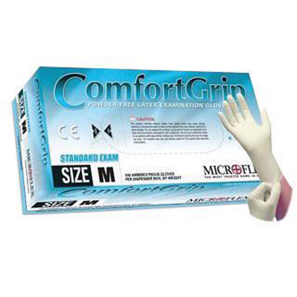 Microflex X-Large Natural 9 1/2" ComfortGrip 5.1 mil Latex Ambidextrous Non-Sterile Exam or Medical Grade Powder-Free Disposable Gloves With Textured Finish, Standard