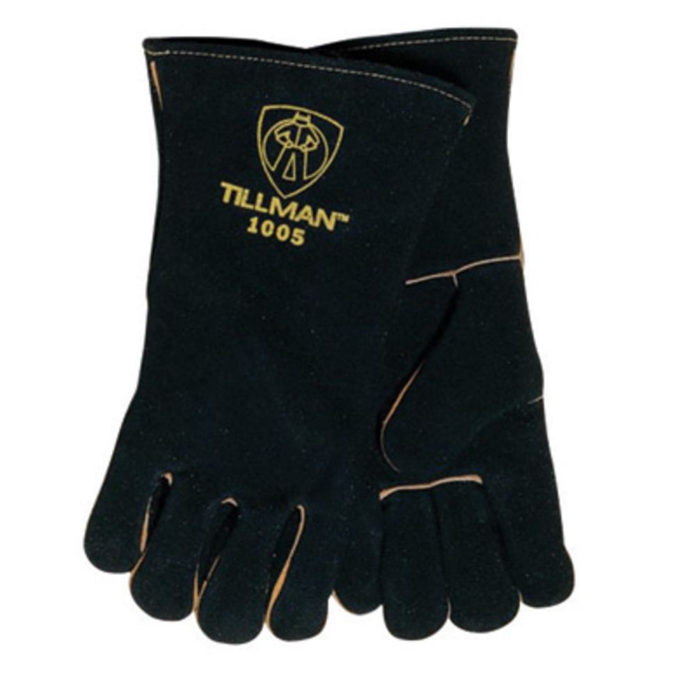 Tillman Large 14" Black Shoulder Split Cowhide Stick Welders Gloves With Kevlar Thread Locking Stitch (Carded)