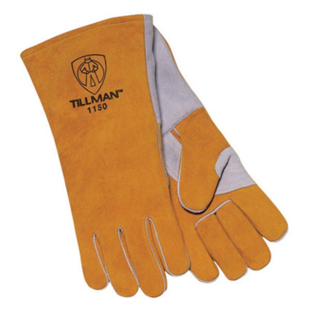 Tillman Large 14" Bourbon Brown Side Split Cowhide Stick Welders Gloves With Kevlar Thread Locking Stitch
