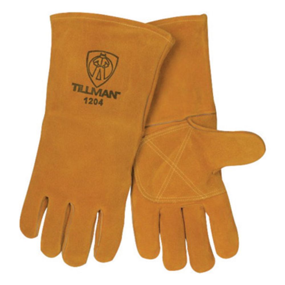 Tillman Large 14" Bourbon Brown Cotton/Foam Lined Stick Welders Gloves With Double Reinforced Leather Palm