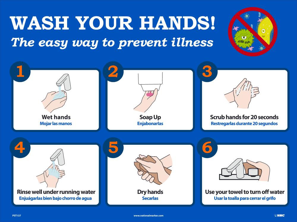 WASH YOUR HANDS POSTER 18" X 24" Polytag