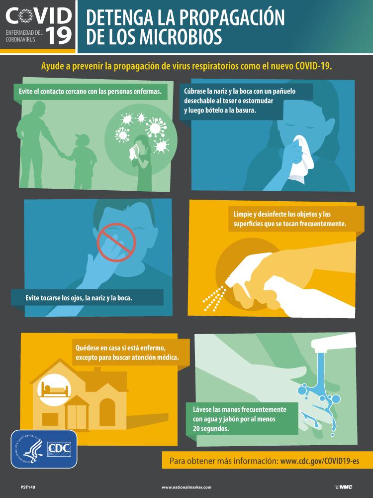 STOP THE SPREAD OF GERMS, POSTER, SPANISH 24" x 18" Polytag