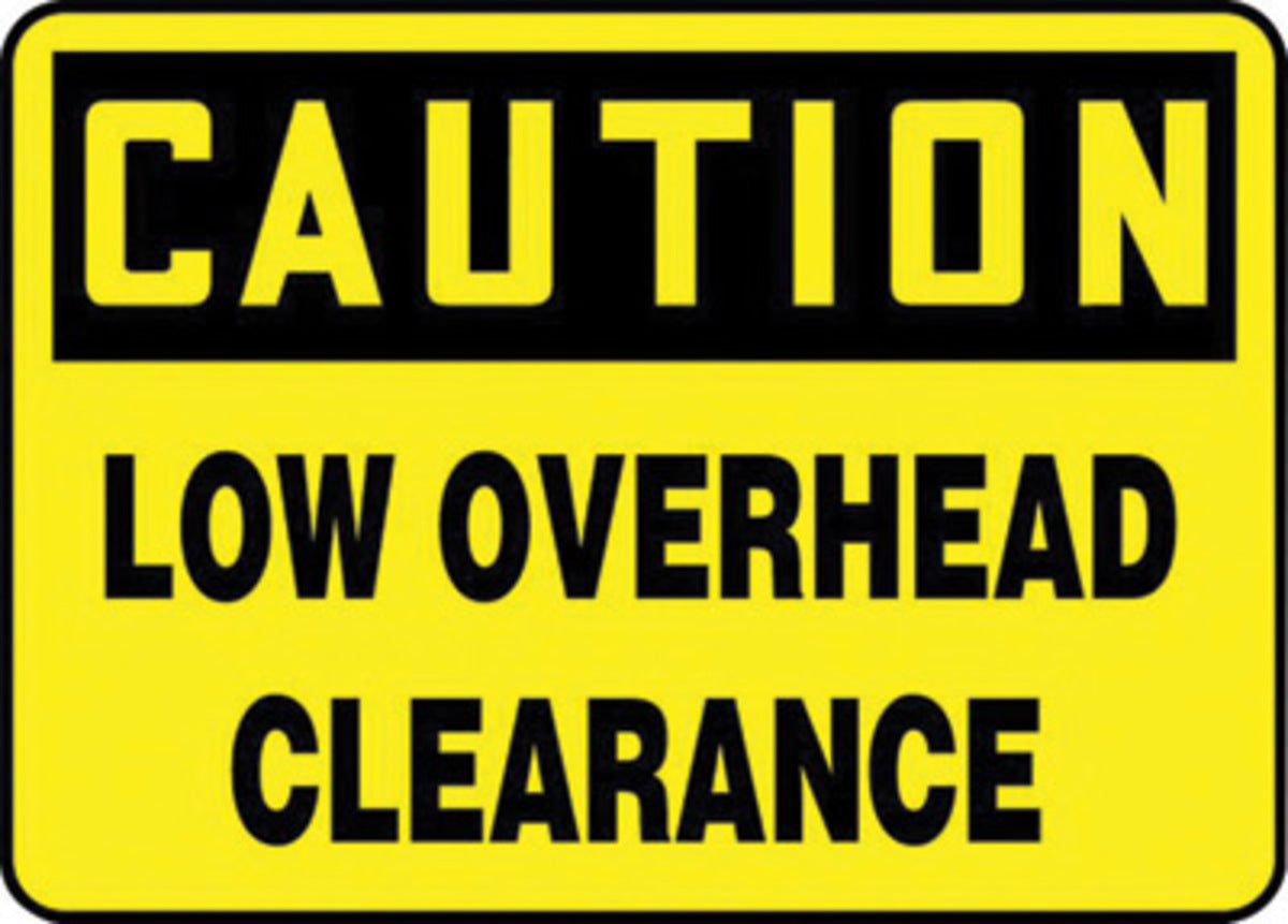 Accuform® 10" X 14" Black And Yellow Plastic Safety Signs "CAUTION LOW OVERHEAD CLEARANCE"