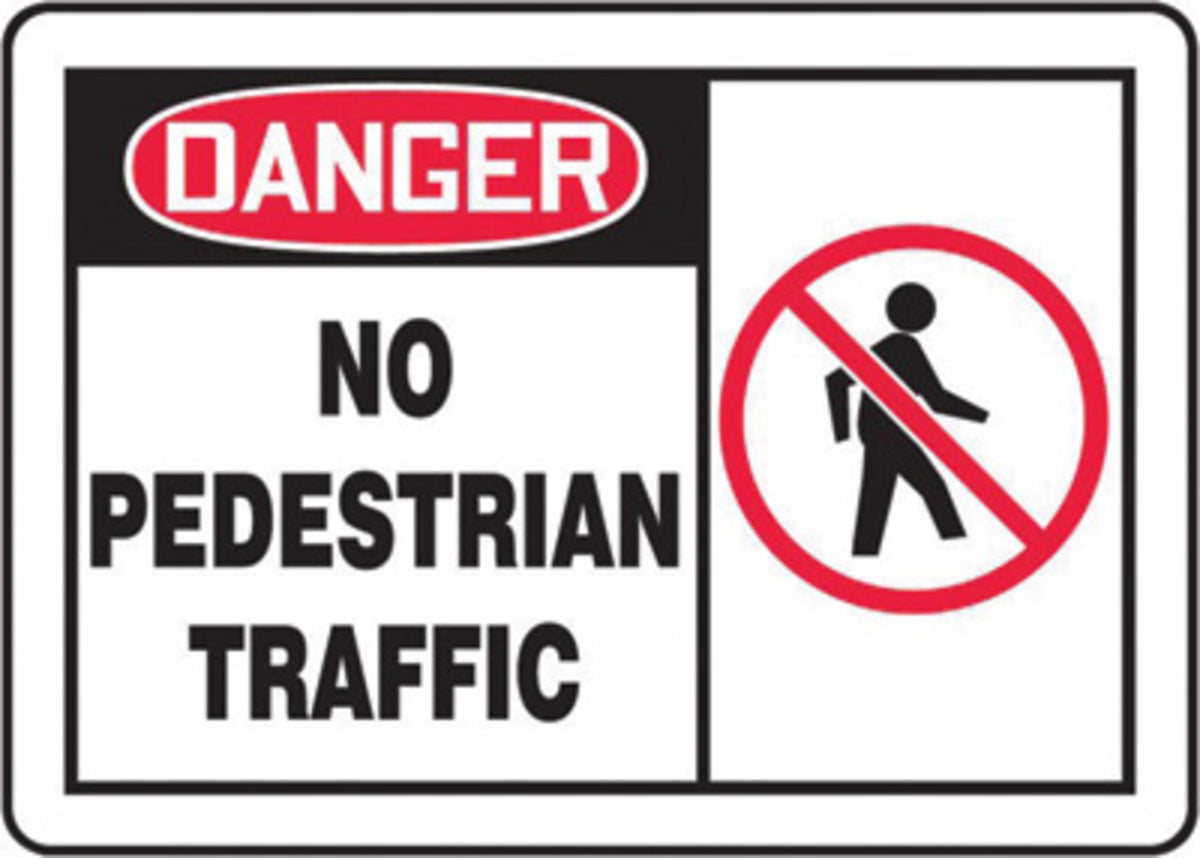 Accuform® 10" X 14" Red, Black And White Aluminum Safety Signs "DANGER NO PEDESTRIAN TRAFFIC"