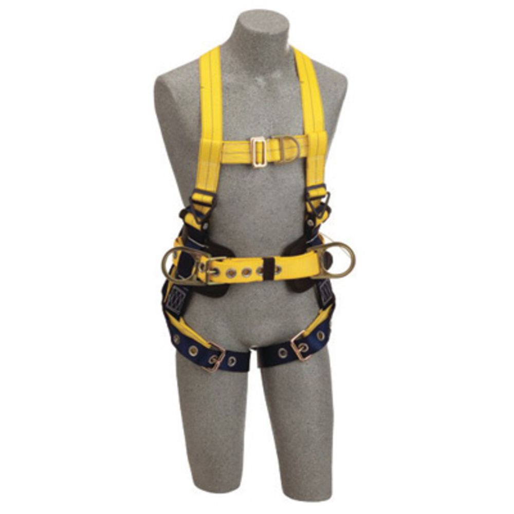 3M DBI-SALA Small Delta Positioning/Climbing Construction Style Harness With Back, Front And Side D-Rings, Tongue Buckle Leg Strap And Belt With Pad