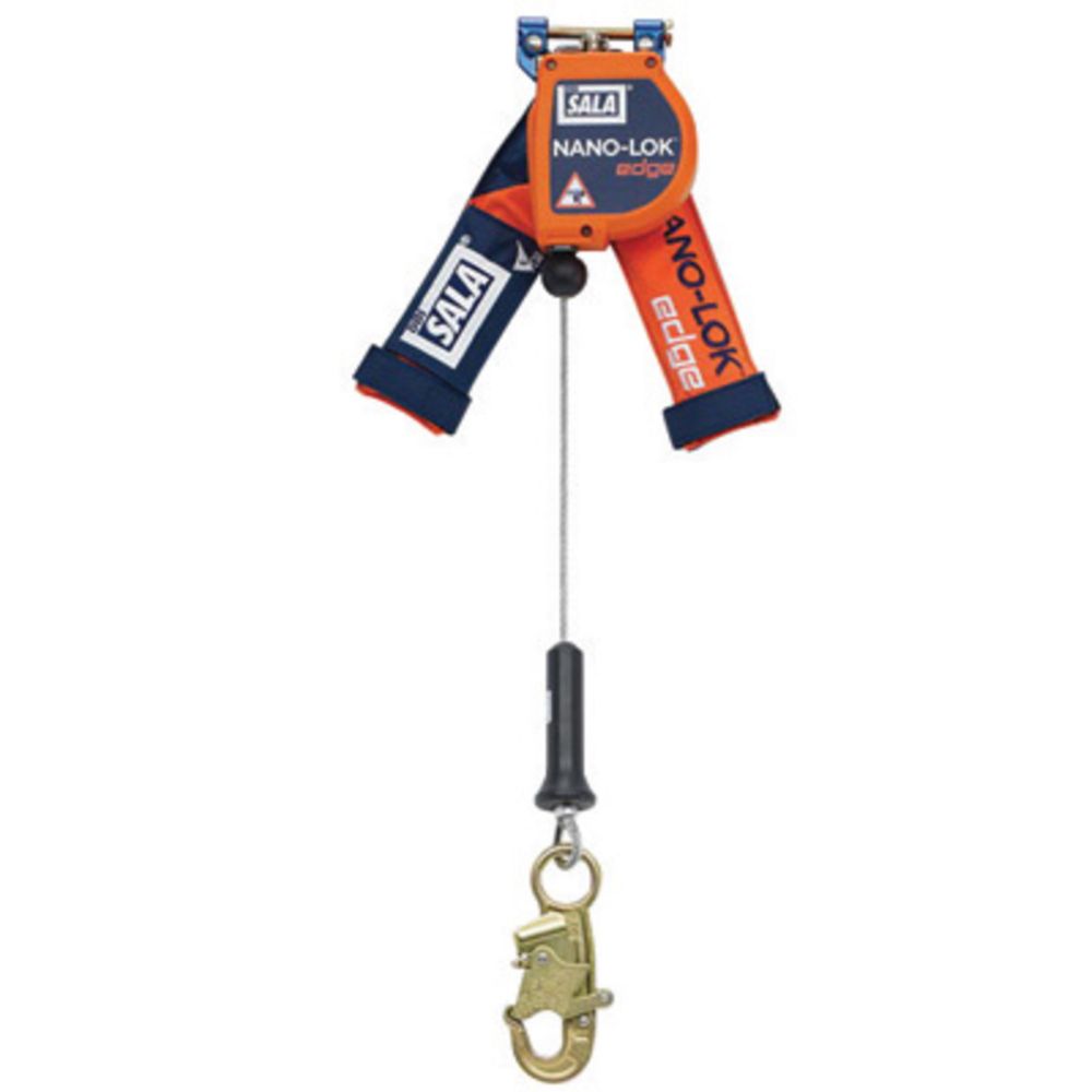 3M DBI-SALA 8' Nano-Lok edge 3/16" Galvanized Steel Wire Rope Single Leg Self-Retracting Lifeline With Steel Snap Hook