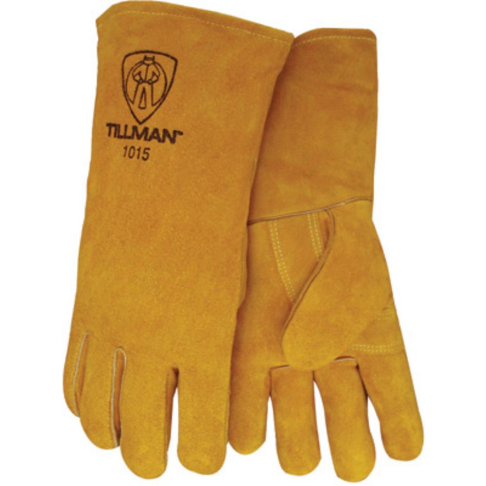 Tillman Large 14" Bourbon Brown Shoulder Split Cowhide Leather Cotton/Foam Lined Stick Welders Gloves With Welted Fingers And   Kevlar Thread Locking Stitch (Carded)
