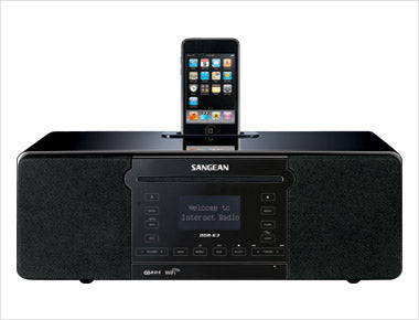 Sangean-WiFi Internet Radio / FM-RBDS / Aux-in / CD / USB / SD All-in-One Tabletop Wooden Cabinet Musical System Compatible with iPod