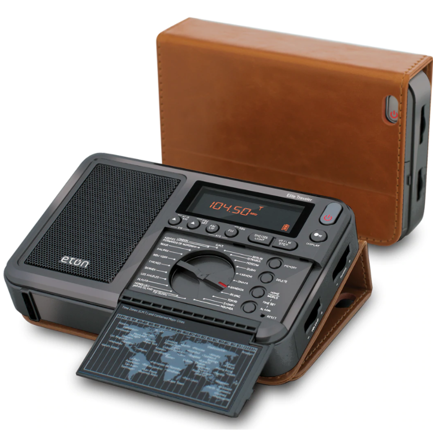 Eton Elite Traveler AM/FM/LW/Shortwave Radio with RDS & Custom Leather Carry Cover