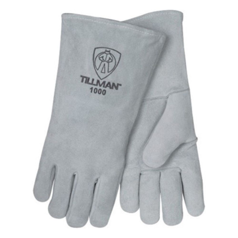 Tillman Large Pearl Gray Shoulder Split Cowhide Leather Stick Welders Gloves With Cotton Thread Locking Stitch (Carded)