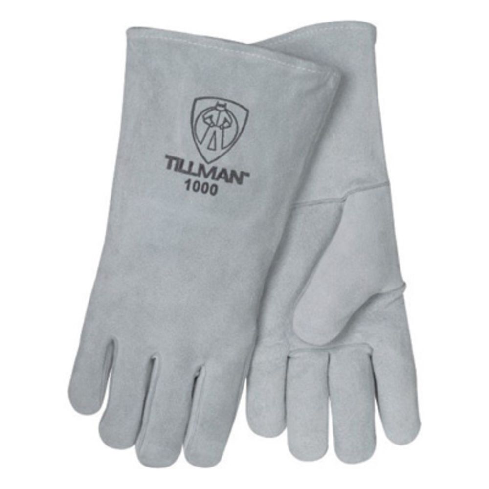 Tillman Large Gray Leather Stick Welders Glove With Welted Fingers And Cotton Thread Locking Stitch