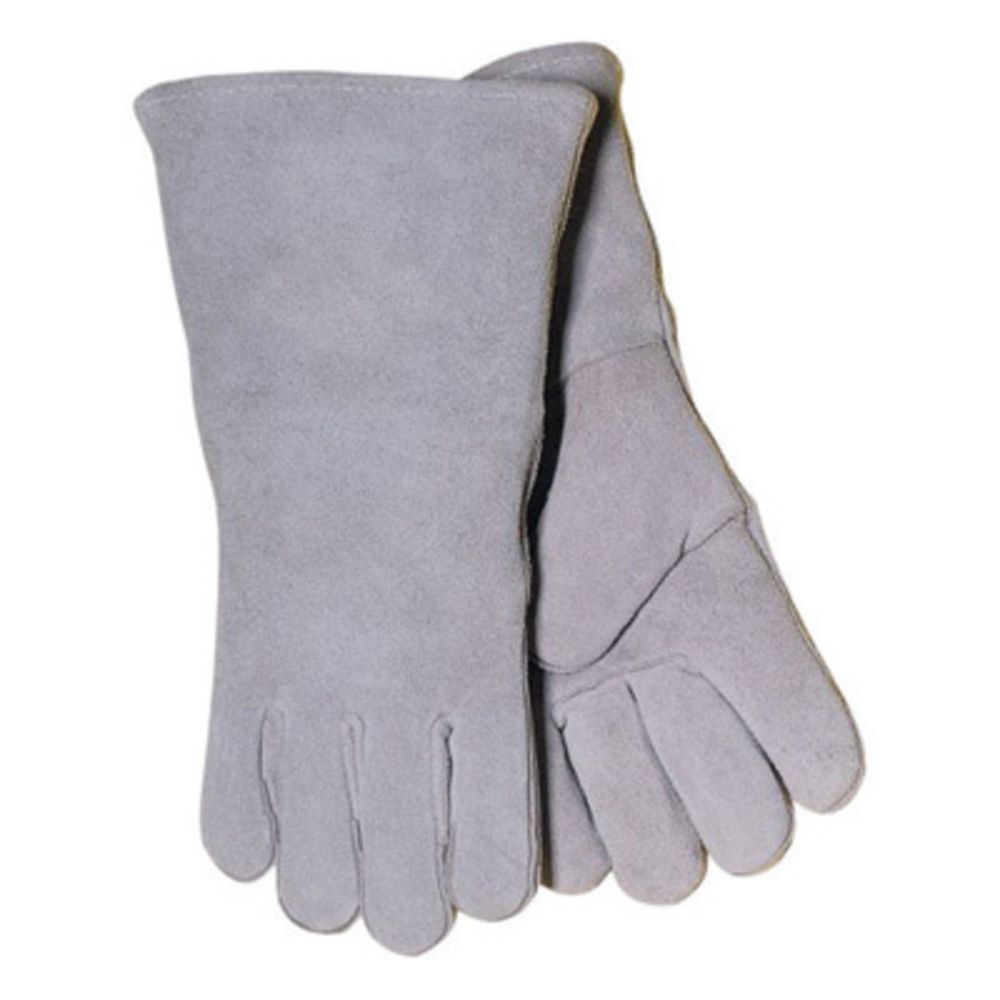 Tillman Large Gray Leather Stick Welders Gloves With Cotton Thread Locking Stitch