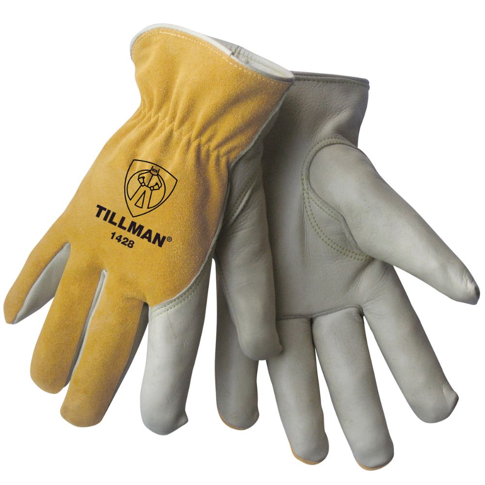 Tillman Pearl And Bourbon Split Grain/Top Grain Cowhide Leather Drivers Gloves With DuPont Kevlar Stitching