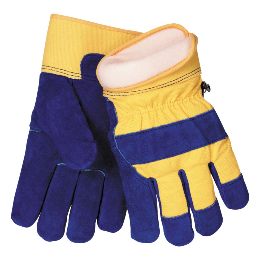 Tillman Blue And Yellow Cowhide Leather ColdBlock/Cotton/Polyester Lined Cold Weather Gloves
