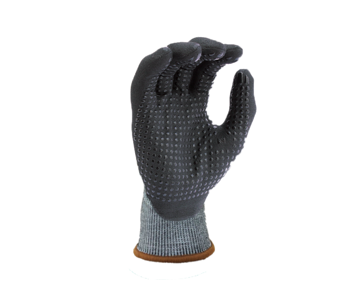 18G Blue Turnbull Shell(ANSI CUT A2), Black Micro-Foam Nitrile Palm Coated Gloves With Nitrile Dots