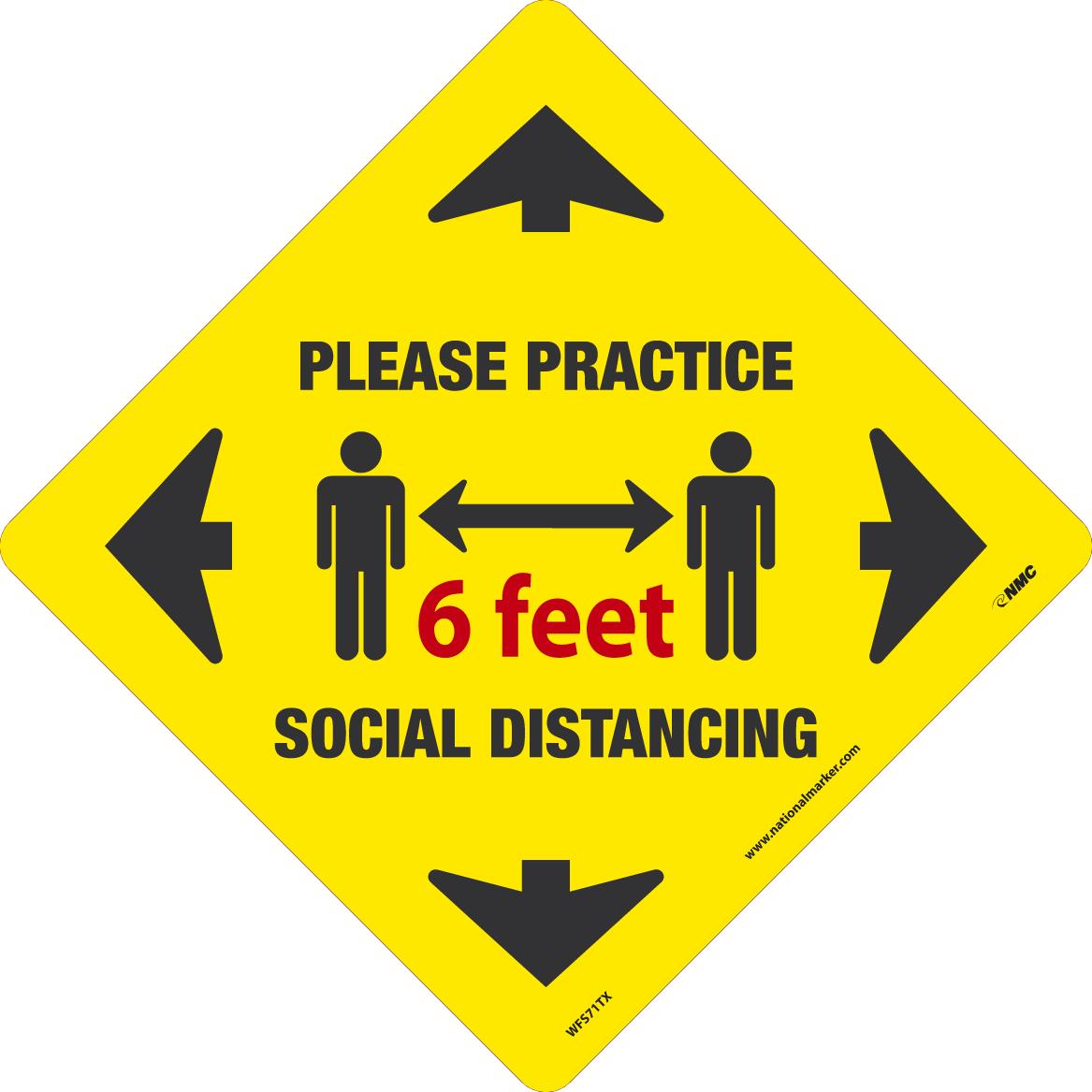 SOCIAL DISTANCING WALK ON FLOOR SIGN TEXWALK 11.75" x 11.75"