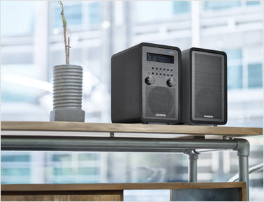 Sangean-FM / AM / Bluetooth Wooden Cabinet Receiver Compatible with SP-40 Slave Speaker