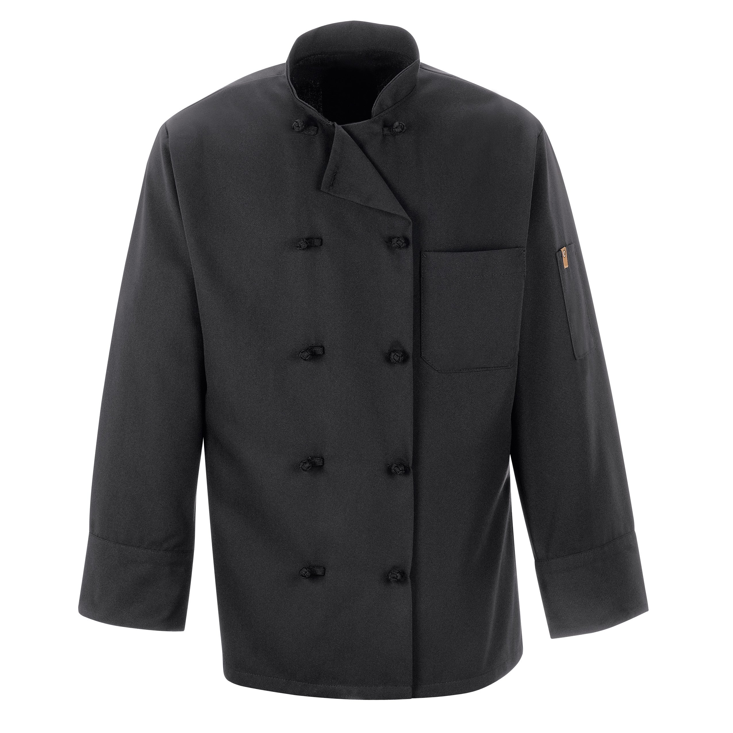 Black Chef Coat Ten Knot Buttons 0427 - Black