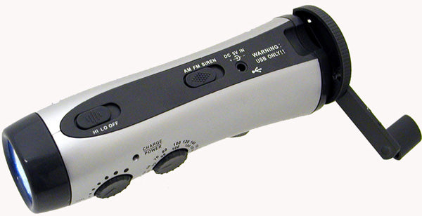 Crank Powered Pocket-Size AM/FM Radio with 5-LED Flashlight