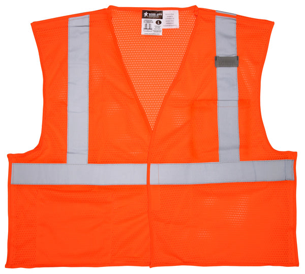 MCR Safety Class 2, FL Orange, Poly Vest, LF
