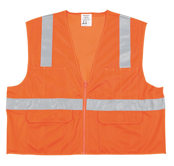 MCR Safety Class 2, Mesh Back/Sld Frt, Zipper Frt
