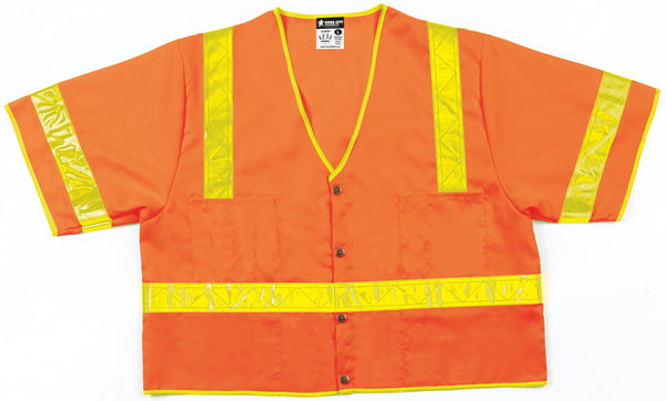 MCR Safety Class 3, Orange Poly Vest, 2" Slv Tape