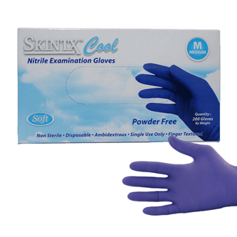 SKINTX™ Cool Blue Nitrile Gloves, Textured Fingers
