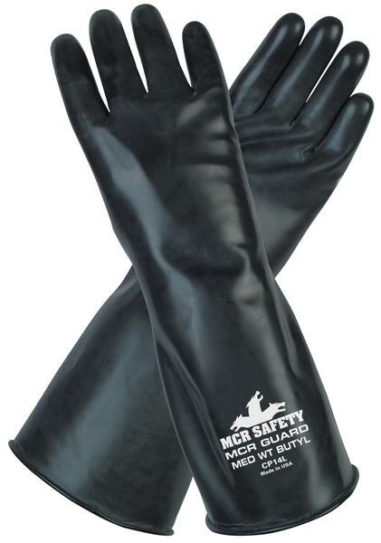 MCR Safety Unsupported Butyl Glove,14",14 Mil