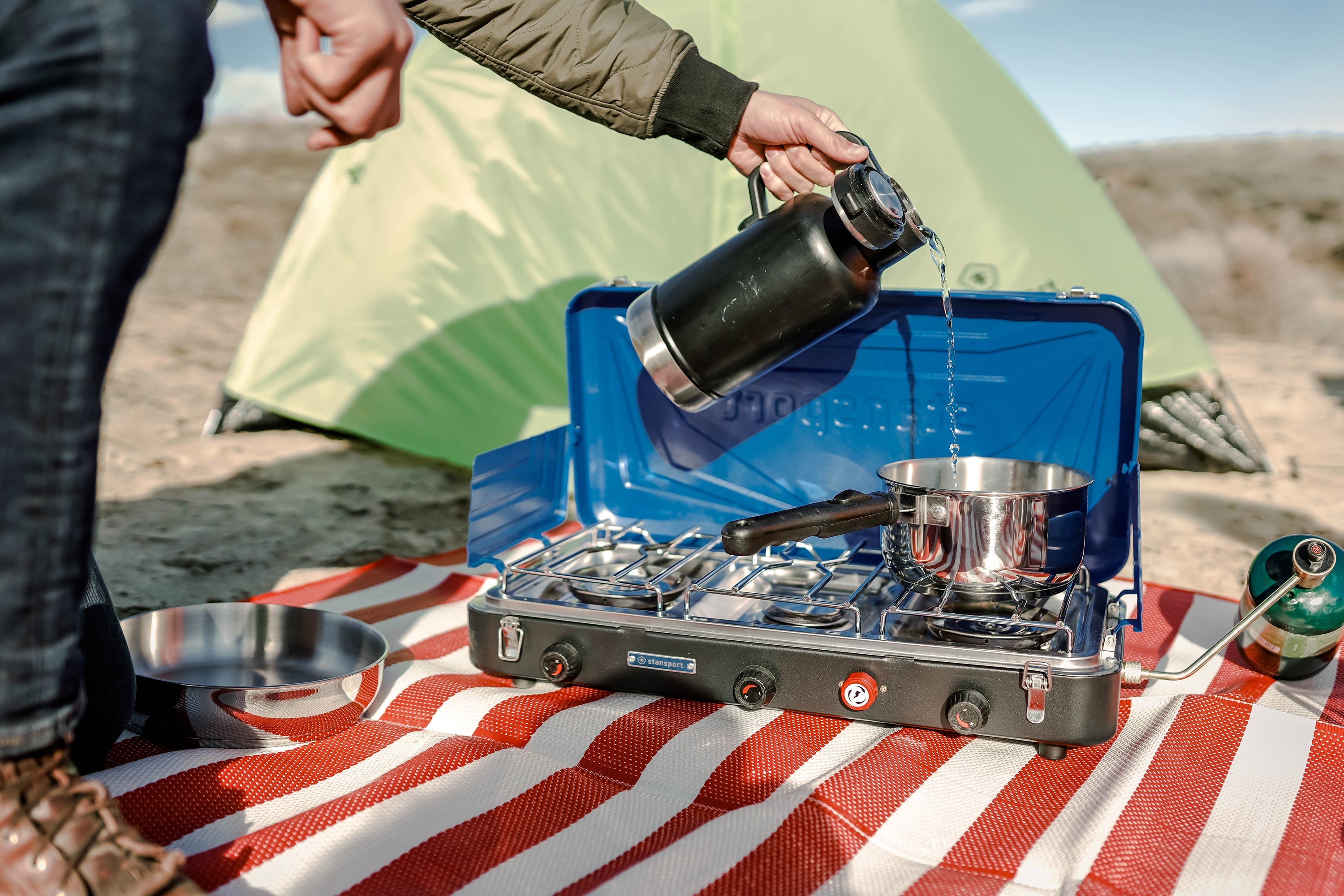 Propane Stove - 2 - 25 K And 1-10 K Burners - Blue