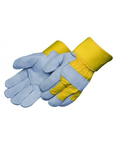 Yellow canvas back (gray select shoulder leather) Gloves - Dozen