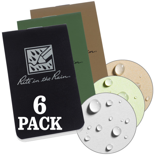 Stapled Notebook - Field Flex - Blank - Black, Green, Tan - 6 Pack