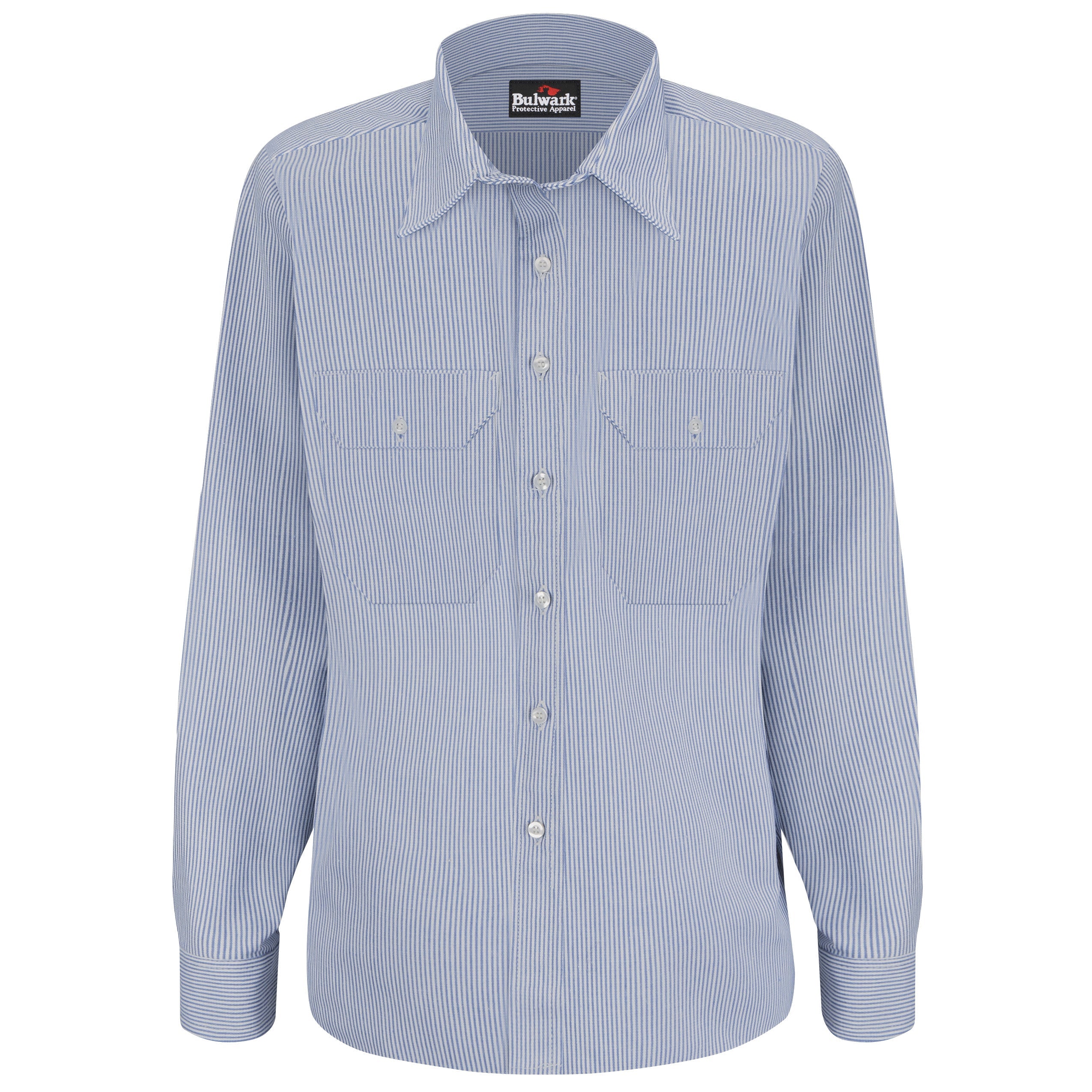 Shirt-LS Banded Collar SEU3 - White/Blue Stripe