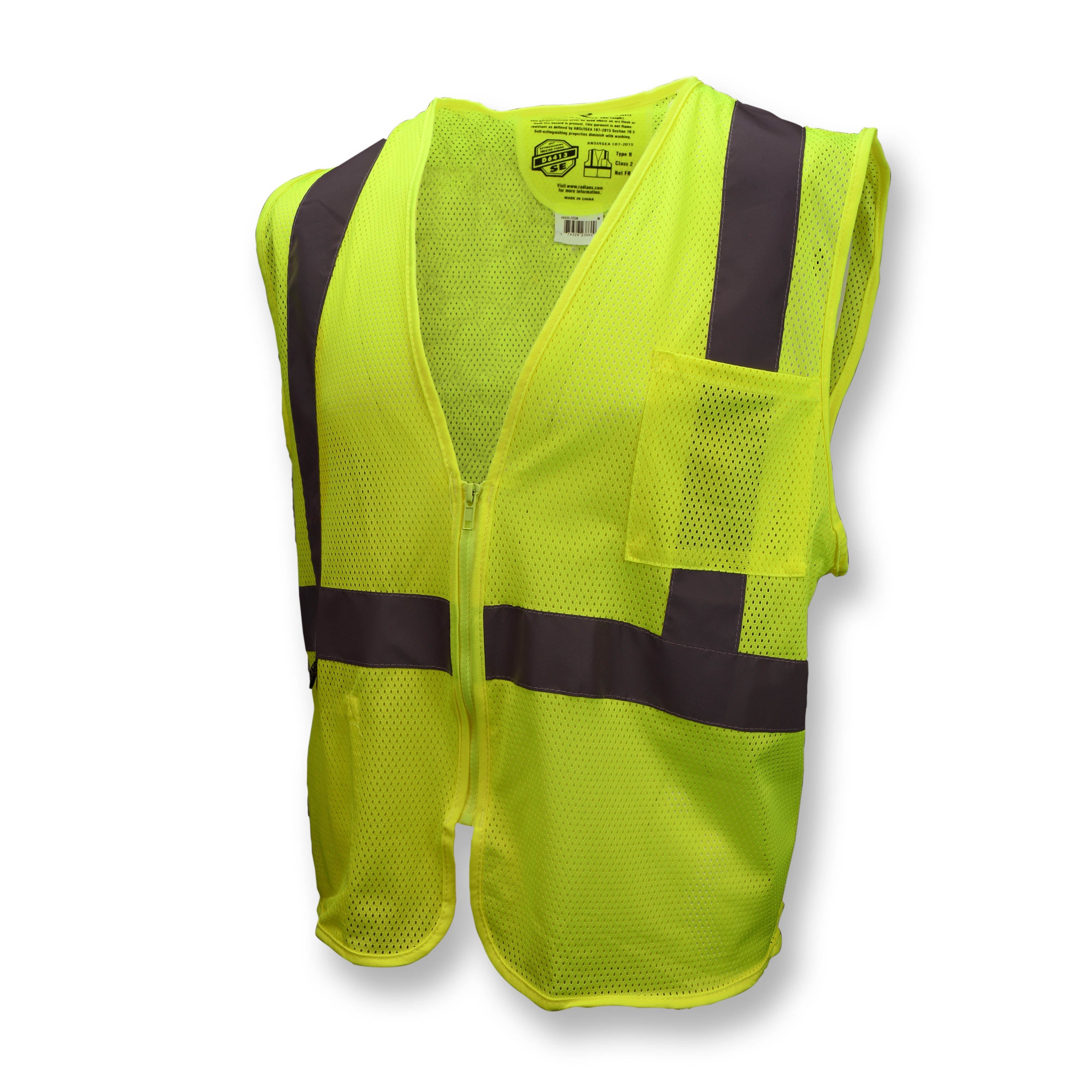Radians SV25 Economy Class 2 Self-Extinguishing Mesh Safety Vest with Zipper