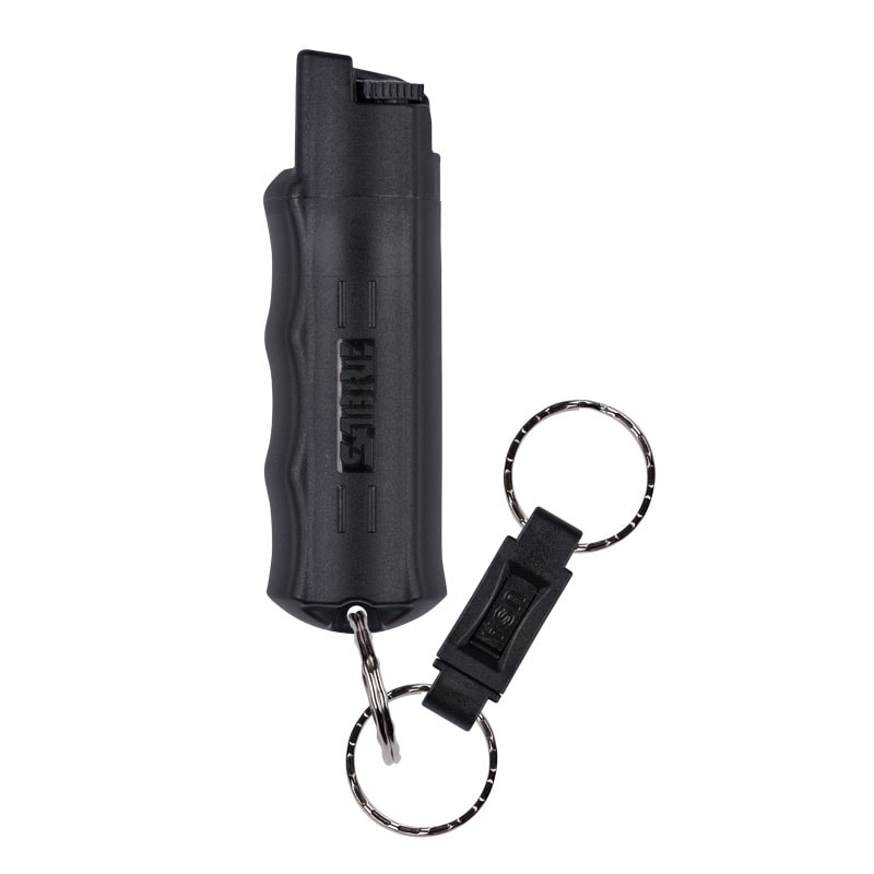 SABRE RED Pepper Spray Keychain with Quick Release Key Ring - Black