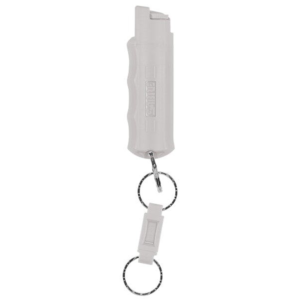 SABRE RED Pepper Spray Keychain with Quick Release Key Ring - Light Gray