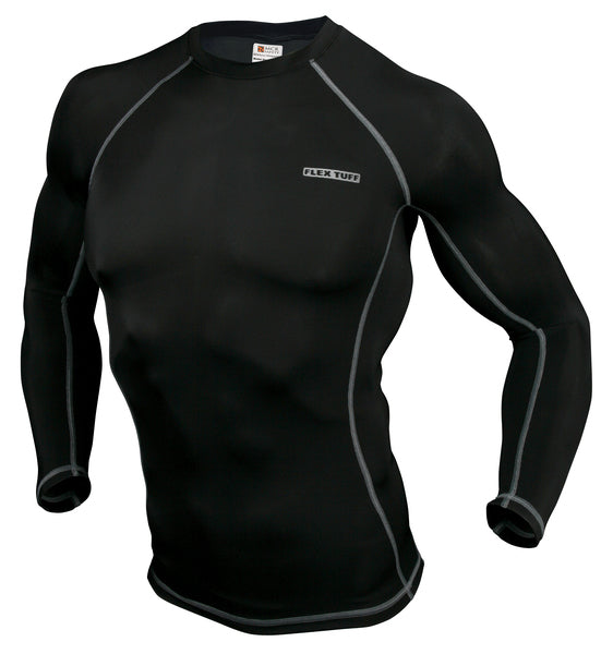 MCR Safety FlexTuff,Long Sleeve,Undershirt,Black X3