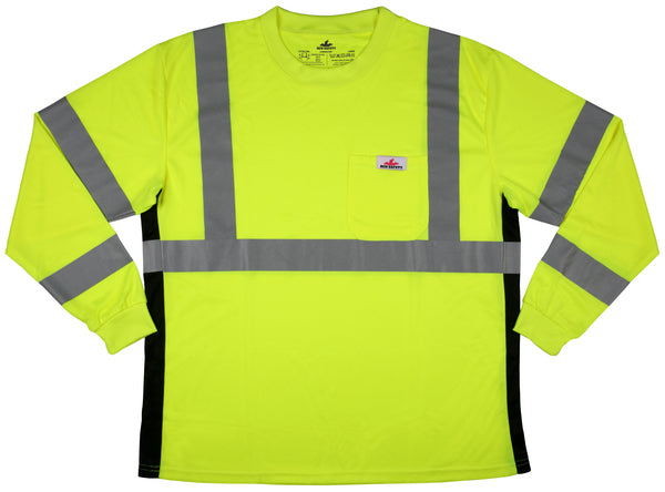 MCR Safety LS Tshirt,CL3,Birdseye,Lime L