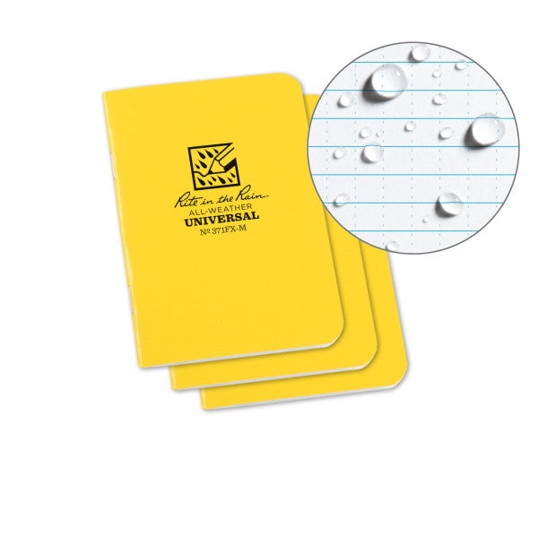 Stapled Mini Notebook - Universal - Yellow - 3 Pack