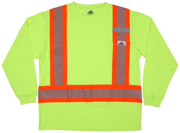 MCR Safety LS Tshirt,CL1,Polycotton,Lime L