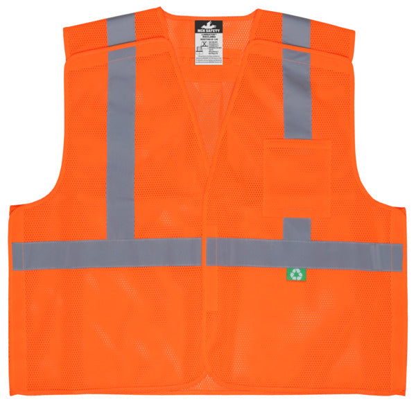 MCR Safety Recy. Mesh Vest,5 pt. break, CSA Cl. 2 L