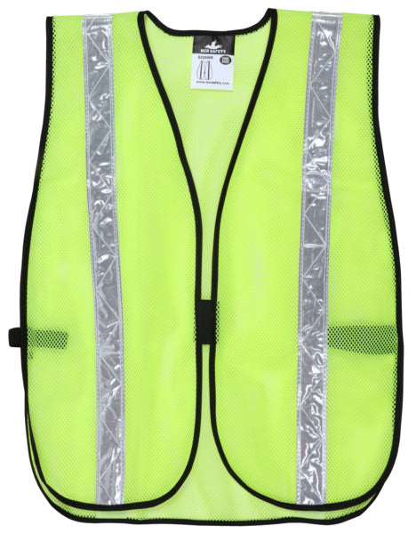 MCR Safety Poly, Mesh Safety Vest, 1 3/8 Wht. Strip