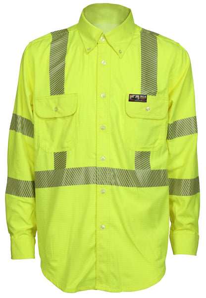 MCR Safety Smt Brze Shirt, 5.5 oz. ,Class 3,Lime L