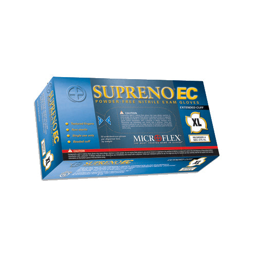 Microflex - Blue Supreno EC Nitrile Powder-Free Disposable Gloves, Textured - Box