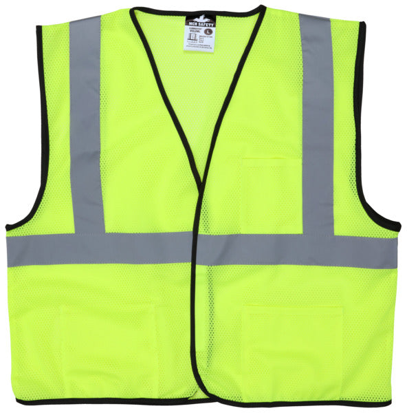 MCR Safety Lime Green, Class 2, Economy Vest, Mesh