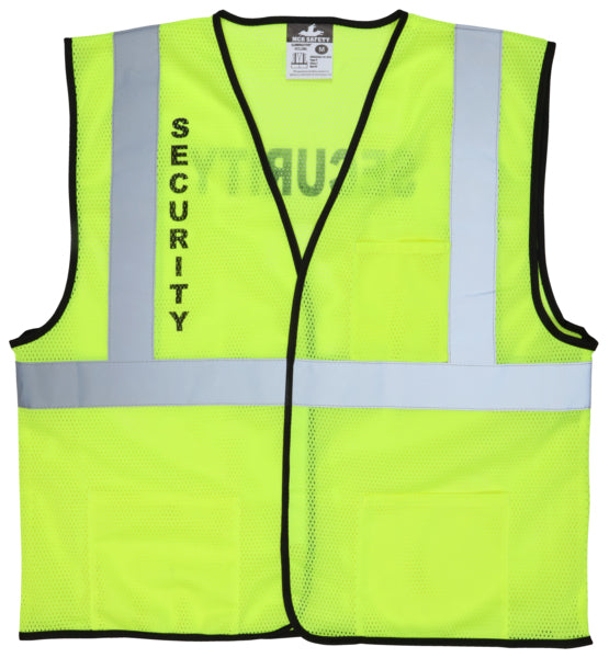 MCR Safety Lime Mesh , Cl 2 Vest, Security Silkscrn