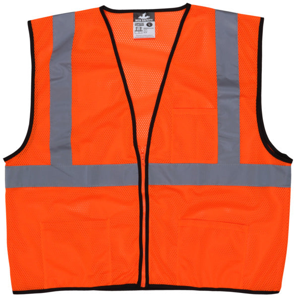 MCR Safety FL Orange,Class2,Econ,Zip,Mesh X2