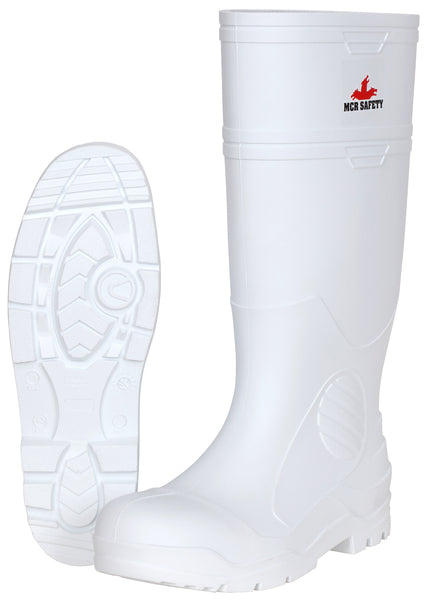 MCR Safety 16" White PVC Boot, Mens, Plain Toe 10