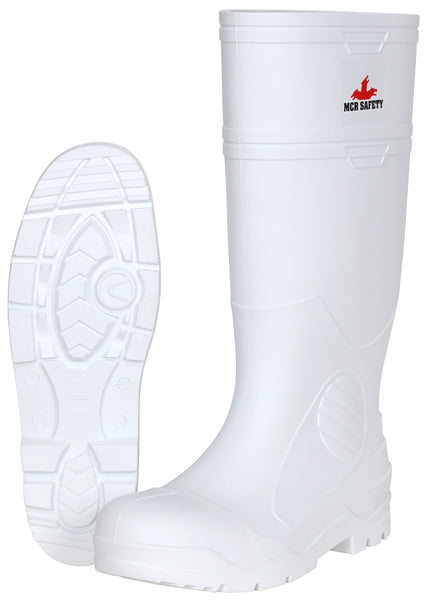 MCR Safety 16" White PVC Boot, Mens, Plain Toe 14