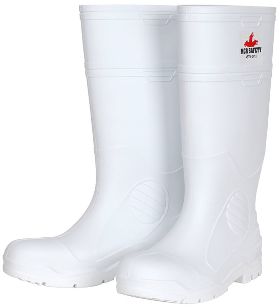 MCR Safety 16" White PVC Boot,Mens,Steel Toe 10