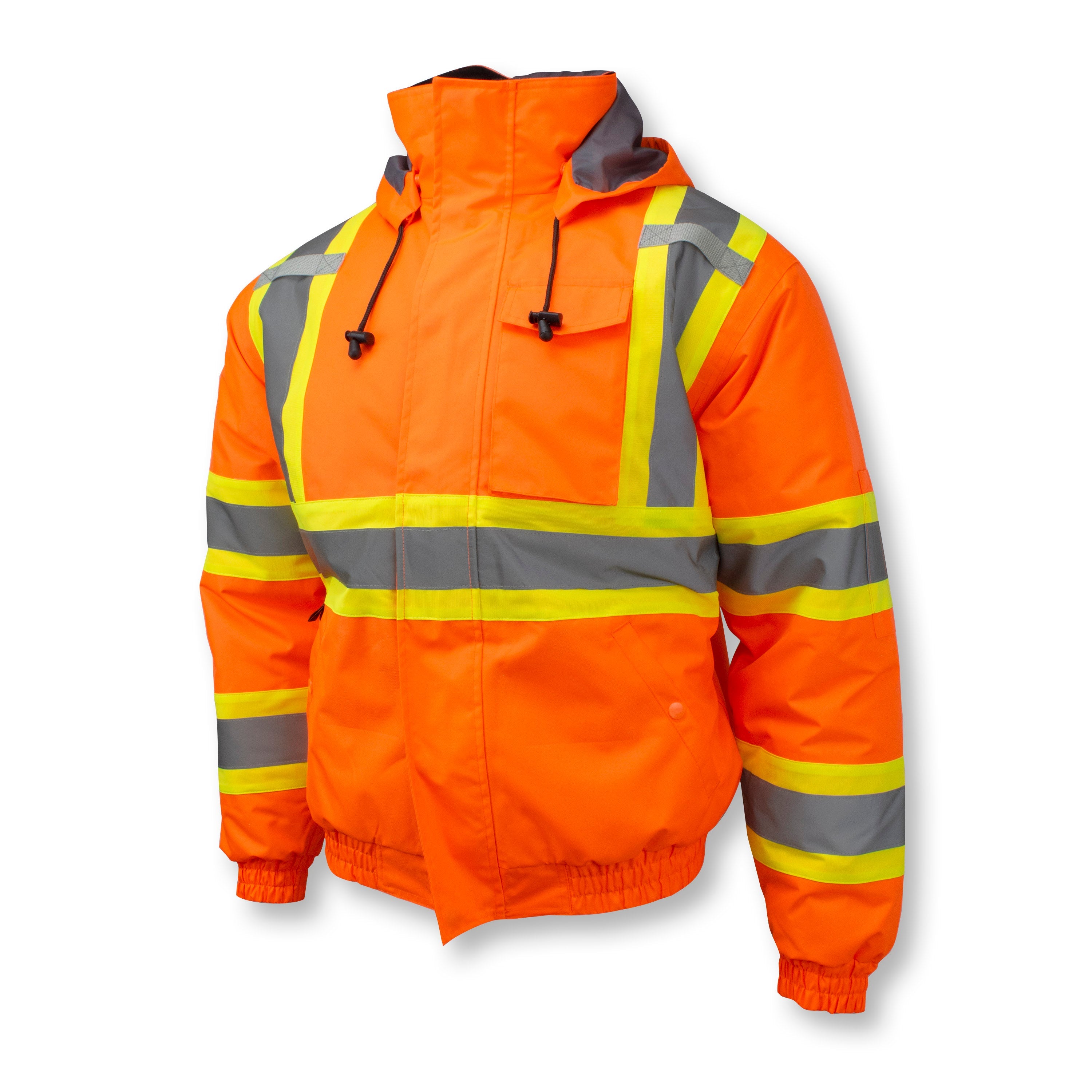 Radians Class 3 X-Back High Visibility Quilted Bomber Jacket with Hood